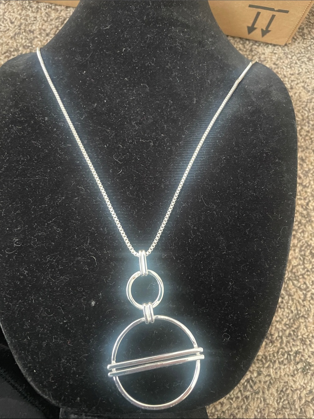 Nine West Silver Double Circle Drop Necklace